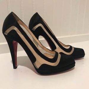 Louboutin silk and mesh heels